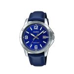 Casio MTP-V004L-2B Men’s Blue Leather Band Blue Dial Analog Date Watch