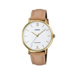 Casio LTP-VT01GL-7B Women’s Minimalistic Gold Tone Brown Leather Band Analog Watch
