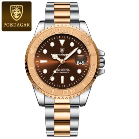 Poedagar Gents Stainless Steel Watch with Rotating Bezel