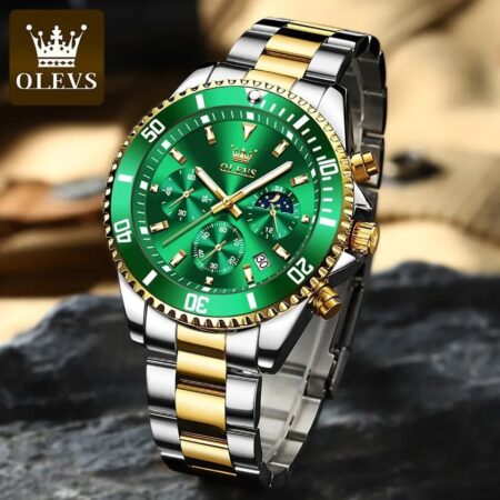 Olevs 2870 Gents Stainless Steel Watch with Rotating Bezel