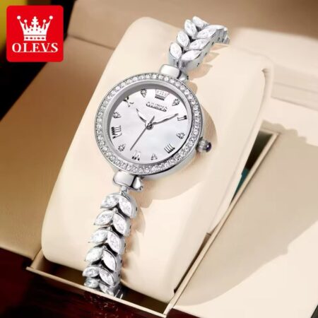 Olevs Iced Out Stainless Steel Ladies Watch