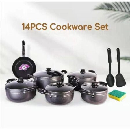 TC 14 Piece Heavy Non-Stick Cookware Set Durable Sufuria Pots