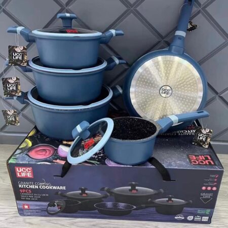 9 Piece Granite Cookware Set Non-Stick, Durable, and Stylish