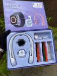 D2000 Ultra 3 Smart Watch with 7 Interchangeable Straps, Rechargeable Neck Fan, and Earbuds