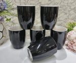 6 Piece Ceramic Black Tea/Coffee Cups 300ml, Stylish & Durable Set