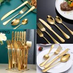 24 Piece Heavy Duty Gold Cutlery Set