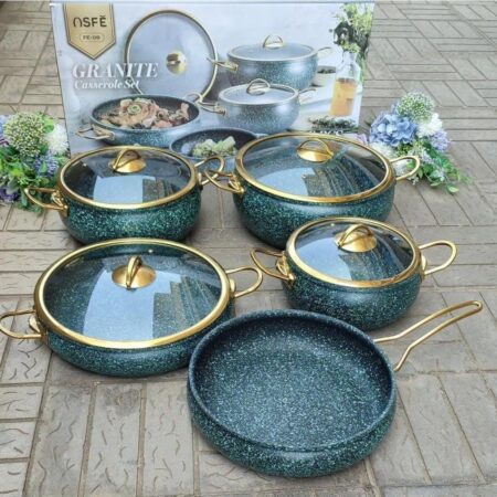 9 Piece Granite-Coated Kitchen Cookware Set