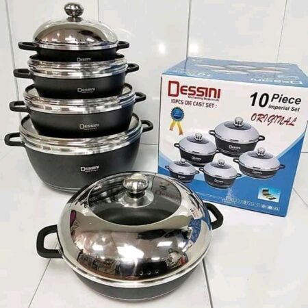 10-Piece Premium Quality Black Dessini Cookware Set