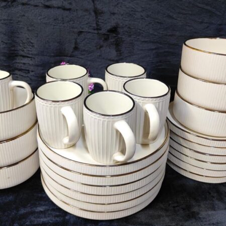 Elegant 24-Piece Trendy White Round Dinner Set
