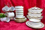 Elegant 30-Piece White & Gold Line Dinner Set