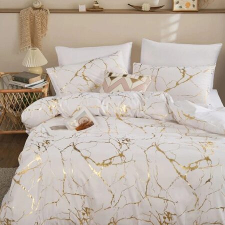 Luxury Gold Marble Texture Foil Duvet Cover Set