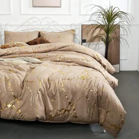 Luxury Gold Marble Texture Foil Duvet Cover Set