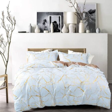 Luxury Gold Marble Texture Foil Duvet Cover Set