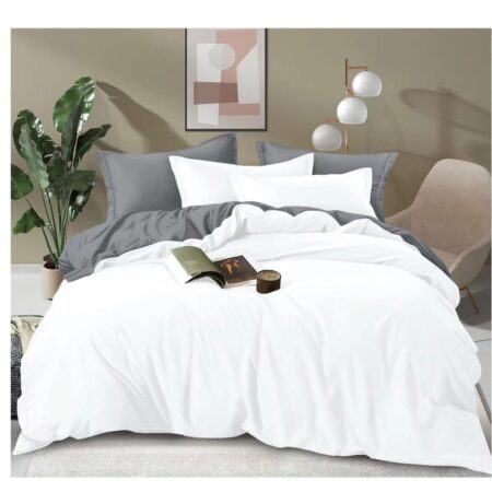 Plain Double Sided Cotton Duvet Covers Set 5*6/6*6 (1 cover, 1 bedsheet and 2 pillow cases)