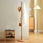 Coat Hanging Stand Wooden with Hooks 170 by 38cm